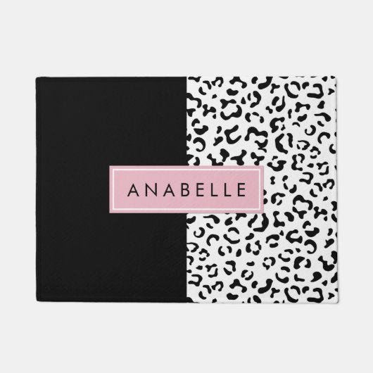 Luipaard afdrukken, spuiten, zwart en wit, Jouw na Deurmat (Voorkant)