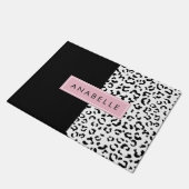 Luipaard afdrukken, spuiten, zwart en wit, Jouw na Deurmat (Schuin)