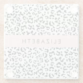 Luipaard afdrukken, spuiten, zwart en wit, Jouw na Glazen Onderzetter (Achterkant)