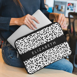 Luipaard afdrukken, spuiten, zwart en wit, Jouw na Laptop Sleeve
