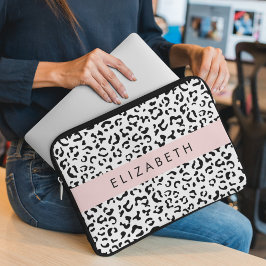 Luipaard afdrukken, spuiten, zwart en wit, Jouw na Laptop Sleeve
