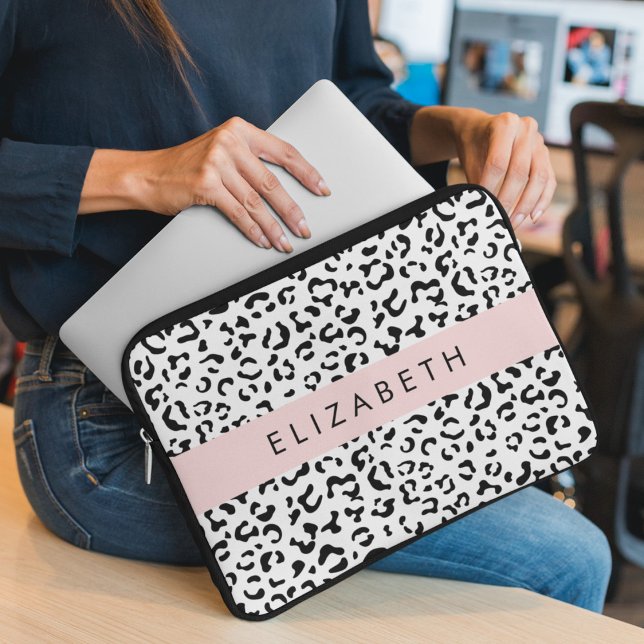 Luipaard afdrukken, spuiten, zwart en wit, Jouw na Laptop Sleeve (Creator heeft geüpload)