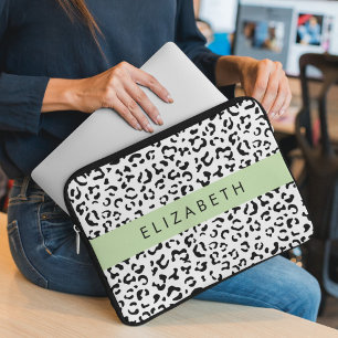 Luipaard afdrukken, spuiten, zwart en wit, Jouw na Laptop Sleeve