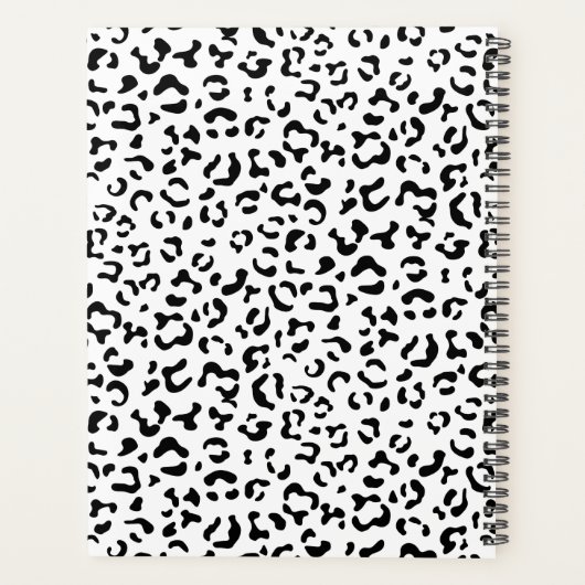 Luipaard afdrukken, spuiten, zwart en wit, Jouw na Planner (Achterkant)