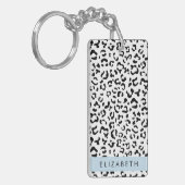 Luipaard afdrukken, spuiten, zwart en wit, Jouw na Sleutelhanger (Voorkant Links)