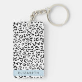 Luipaard afdrukken, spuiten, zwart en wit, Jouw na Sleutelhanger (achterkant)