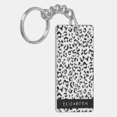 Luipaard afdrukken, spuiten, zwart en wit, Jouw na Sleutelhanger (Voorkant Links)