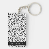 Luipaard afdrukken, spuiten, zwart en wit, Jouw na Sleutelhanger (achterkant)