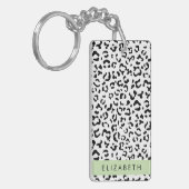 Luipaard afdrukken, spuiten, zwart en wit, Jouw na Sleutelhanger (Voorkant Links)