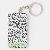 Luipaard afdrukken, spuiten, zwart en wit, Jouw na Sleutelhanger (achterkant)