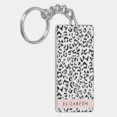Luipaard afdrukken, spuiten, zwart en wit, Jouw na Sleutelhanger (Voorkant Links)