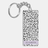 Luipaard afdrukken, spuiten, zwart en wit, Jouw na Sleutelhanger (Voorkant Links)
