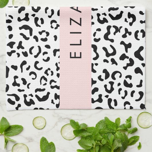 Luipaard afdrukken, spuiten, zwart en wit, Jouw na Theedoek (Gevouwen)