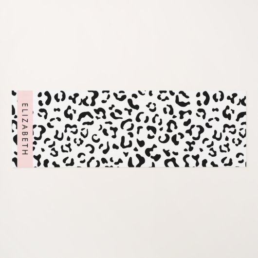 Luipaard afdrukken, spuiten, zwart en wit, Jouw na Yogamat (Achterkant (horizontaal))