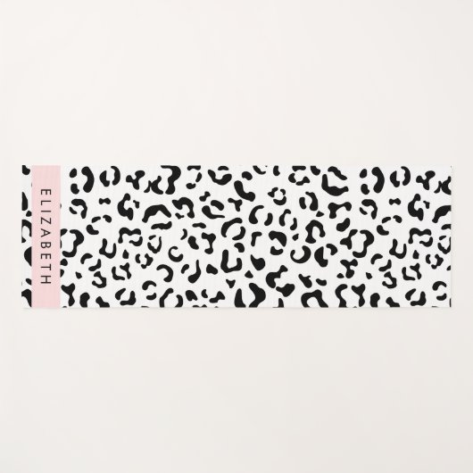 Luipaard afdrukken, spuiten, zwart en wit, Jouw na Yogamat (Voorkant (horizontaal))