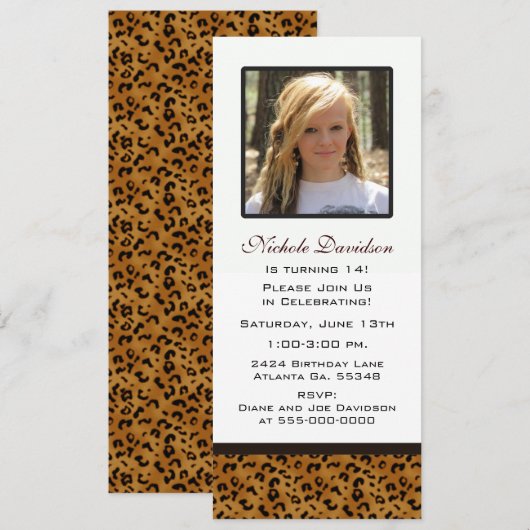 Luipaard afdrukken: Uitnodiging van de afbeelding (Voorkant / Achterkant)