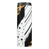 Luipaard afdrukken, zwarte en witte pooldots, stri thermosbeker (Achterkant)