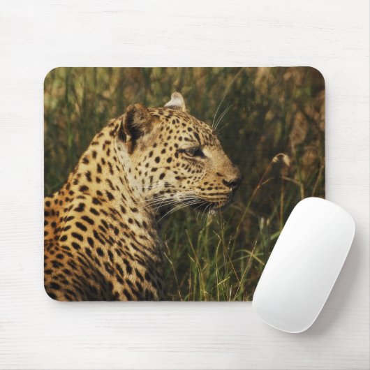 Luipaard (alert en zittend) wilde dierlijke muisma muismat (Met muis)