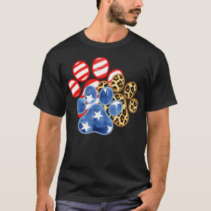 luipaard Amerikaanse vlag harten 4 juli hond paw T-shirt