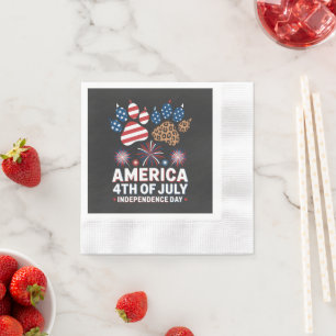 Luipaard Amerikaanse Vlag Harten Schattig 4 Juli Servet