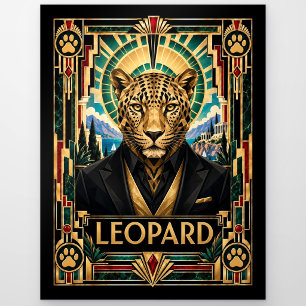 Luipaard, Art Deco Wilde Dieren Briefkaart