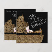 Luipaard Baby Meisje Douche Kaart (Voorkant / Achterkant)