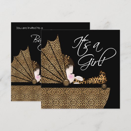 Luipaard Baby Meisje Douche Kaart (Voorkant / Achterkant)