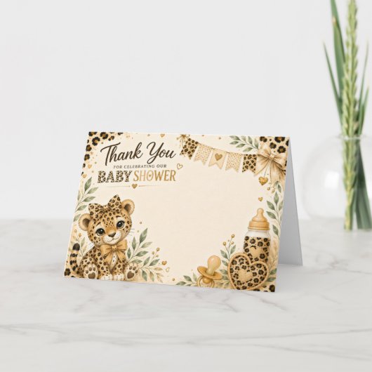 Luipaard babyshower bedankt (Voorkant)