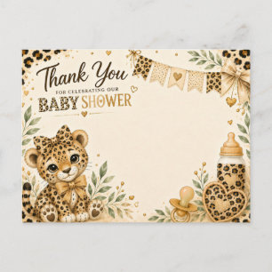 Luipaard babyshower bedankt briefkaart