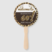 Luipaard ballon 60e verjaardag foto gepersonalisee handwaaier (Voorkant)