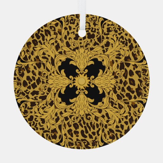 Luipaard Barok,  dierenprint Glas Ornament (Achterkant)