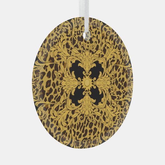 Luipaard Barok,  dierenprint Glas Ornament (Voorkant Rechts)