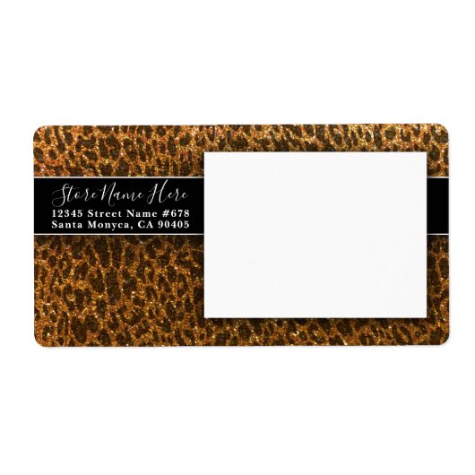 Luipaard Black Gold Glitter Luipaard Dierprint Etiket (Voorkant)