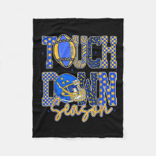 Luipaard Blauw Goud Geruit Voetbal Touchdown Zee Fleece Deken
