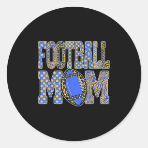 Luipaard Blauw Goud Geruit Voetbal Touchdown Zee Ronde Sticker
