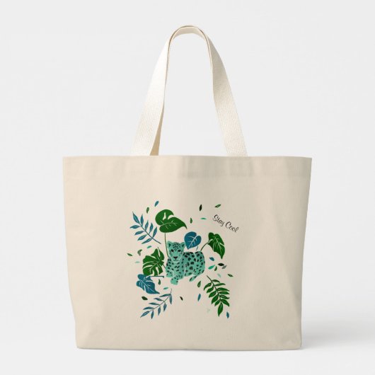 Luipaard Blijf koel Grote Tote Bag (Achterkant)