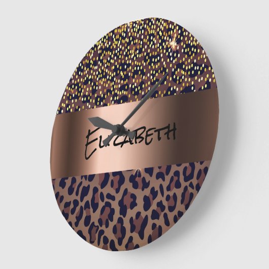 Luipaard bruin zwart brons grote klok (Hoek)