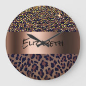 Luipaard bruin zwart brons grote klok (Voorkant)