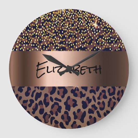 Luipaard bruin zwart brons grote klok (Voorkant)