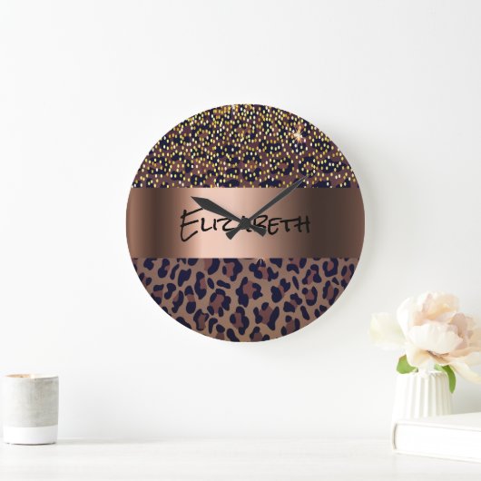 Luipaard bruin zwart brons grote klok (Huis)