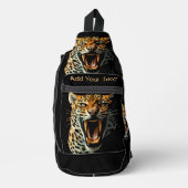 Luipaard brullende aanval hoofd accessoire pouch sling bag (Voorkant)