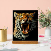 Luipaard brullende aanvalskop acryl bord (Huwelijk)