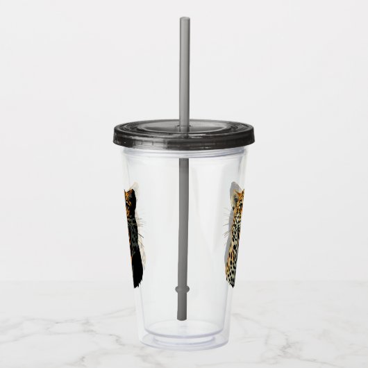 Luipaard brullende aanvalskop acryl drinkbeker (Rechts)