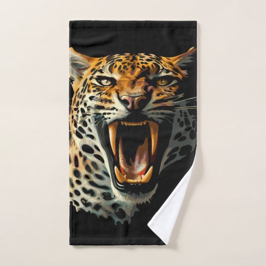 Luipaard brullende aanvalskop bad handdoek (Handdoek)