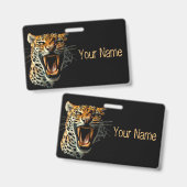 Luipaard brullende aanvalskop badge (Voor- en achterkant)