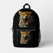 Luipaard brullende aanvalskop bedrukte rugzak (Voorkant)