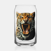 Luipaard brullende aanvalskop blikvorm glas (Achterkant)