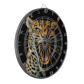 Luipaard brullende aanvalskop dartbord (Voorkant Links)