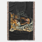 Luipaard brullende aanvalskop deken (Voorkant Verticaal)