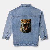 Luipaard brullende aanvalskop denim jacket (Achterkant)
